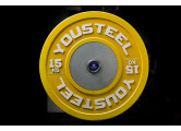 Диск 15кг каучуковый соревновательный YouSteel желтый