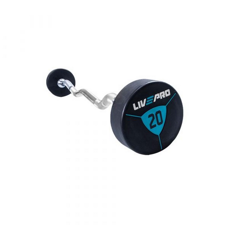 Фиксированная кривая штанга 15кг Ez Curl Urethane Barbells Live Pro LP8011-15 800_800