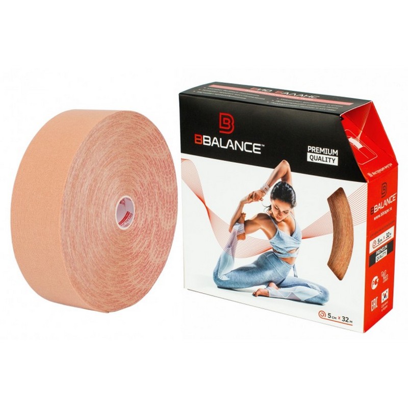 Кинезио тейп BBalance эконом 5x3200 см Бежевый 800_800