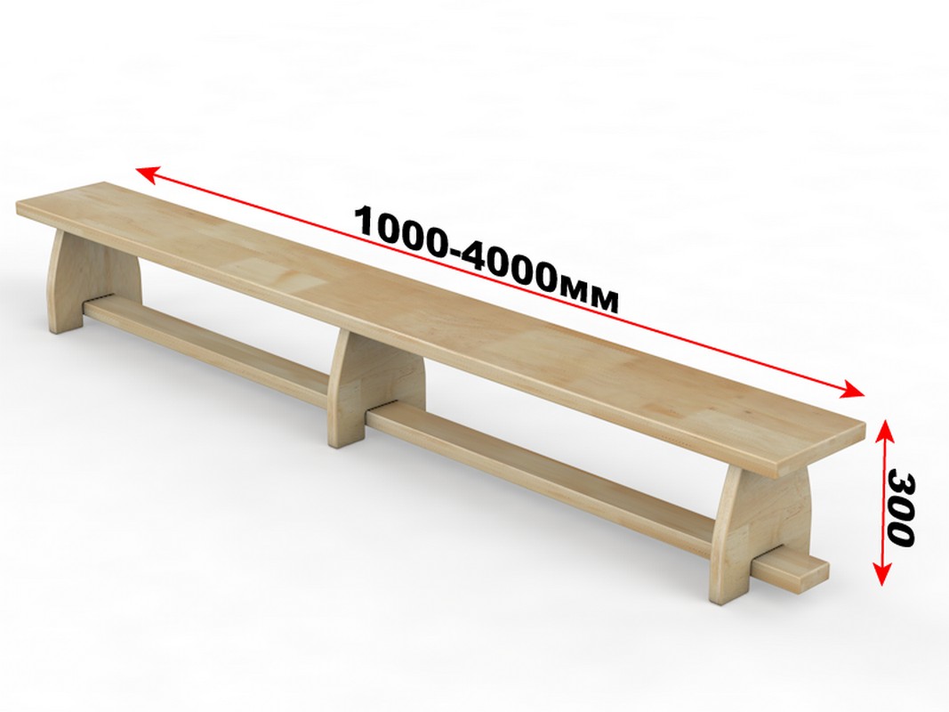 Скамейка гимнастическая с деревянными ножками Glav 04.302.1-3000 Длина 300см 1067_800